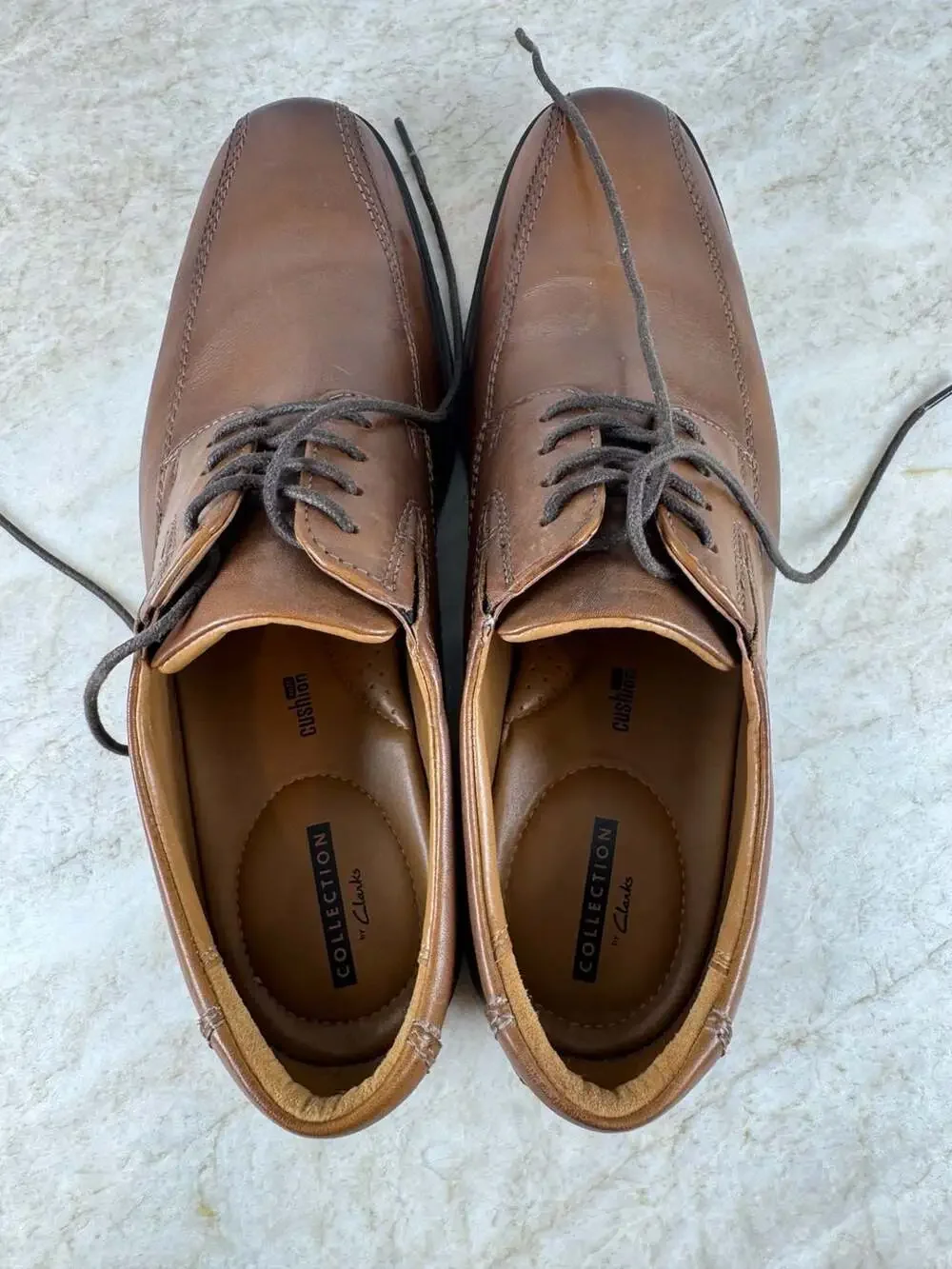 Clarks Tilden Walk Mens 9 M Dark Tan Brown Leather Oxford Dress Shoes